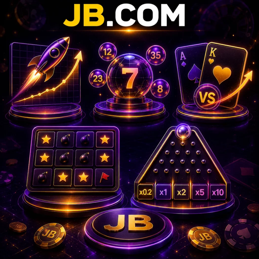 Иллюстрации JB.COM Originals, посвященные играм с множителями, случайными числами, карточными играми и играми на риск.